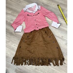 HalloweenCostumes Cowgirl 7‎ Costume Kids Western Outfit Brown Fringe Skirt
